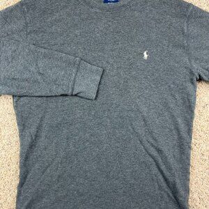 Polo Ralph Lauren Mens Thermal Sleepwear Shirt Gray Size L Long Sleeve Waffle